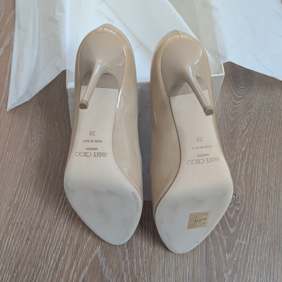 NIB Jimmy Choo 247 Lewis Nude Patent Leather Stiletto Pumps - Picture 5 of 6